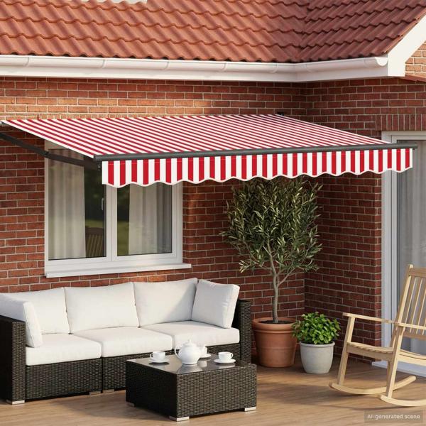 ARDEBO.de - Elektrische ausziehbare Markise Rot, Weiß, Anthrazit 3 x 2,5 m