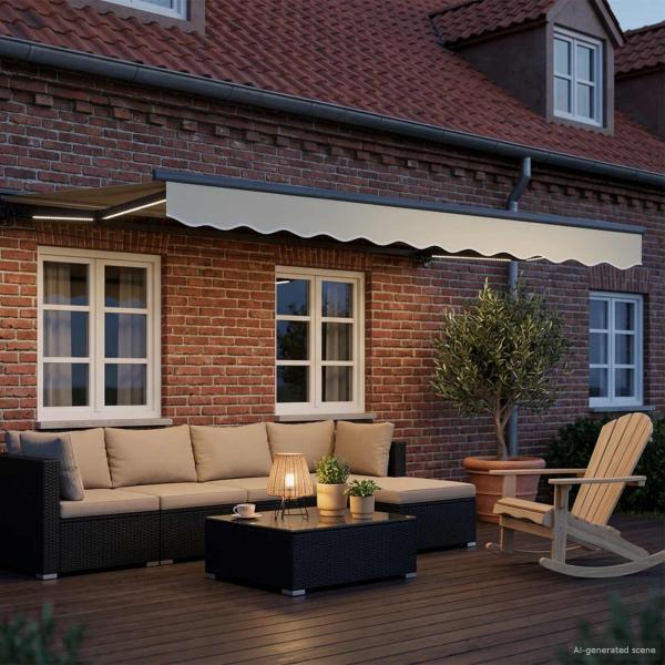 Elektrische ausziehbare Markise Creme und Anthrazit 3,5 x 2,5 m
