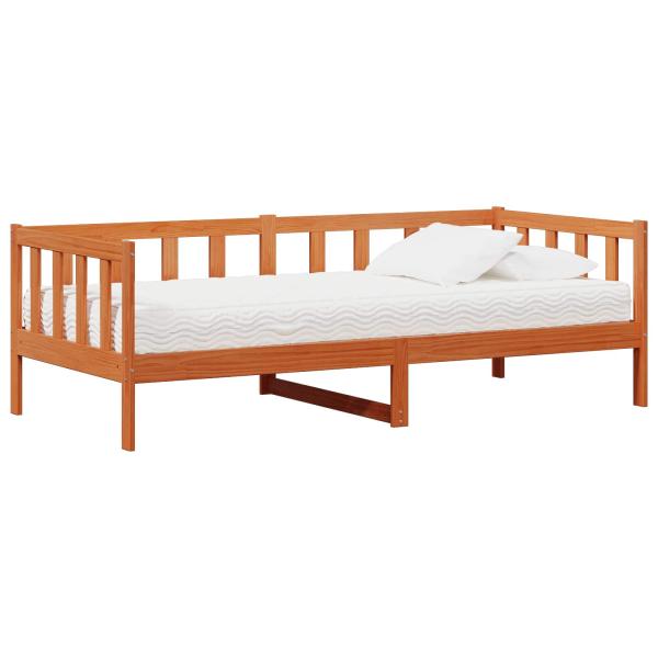 ARDEBO.de - Tag-Bett mit Kopfteil Wachsbraun und Weiß 90 x 200 cm
