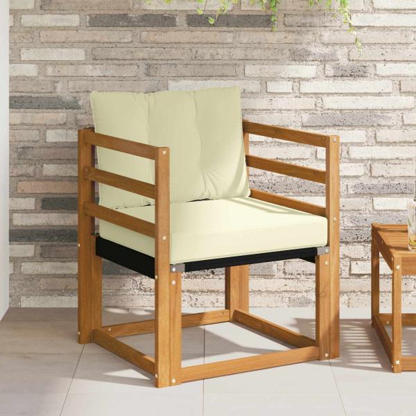 ARDEBO.de - Outdoor-Sofa Massivholz Akazie Natur und Creme