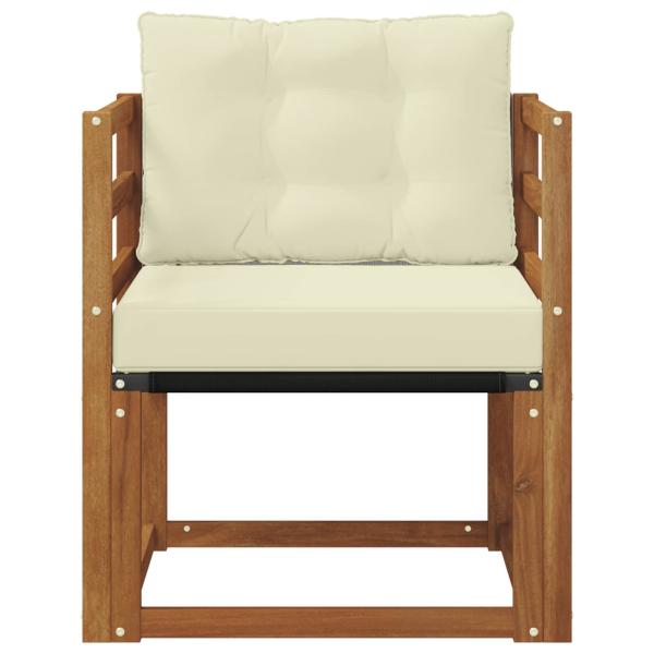 Outdoor-Sofa Massivholz Akazie Natur und Creme