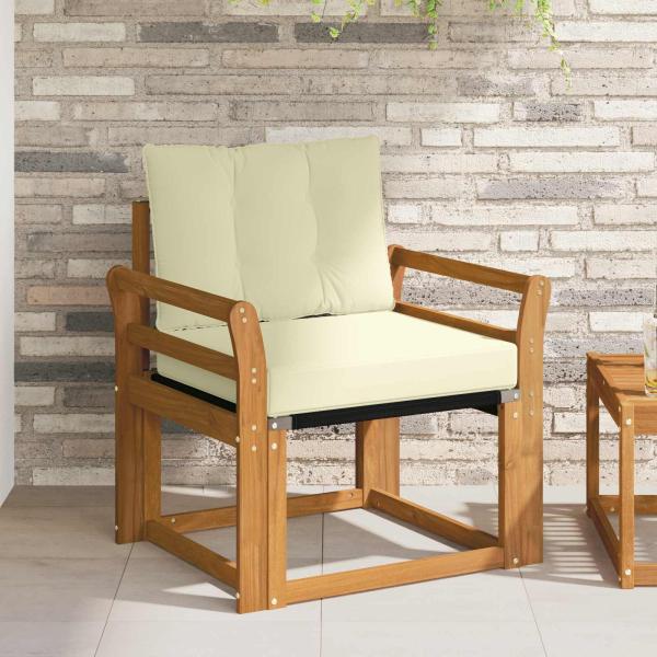 ARDEBO.de - Outdoor-Sofa Massives Akazienholz und Textilene Natur und Creme
