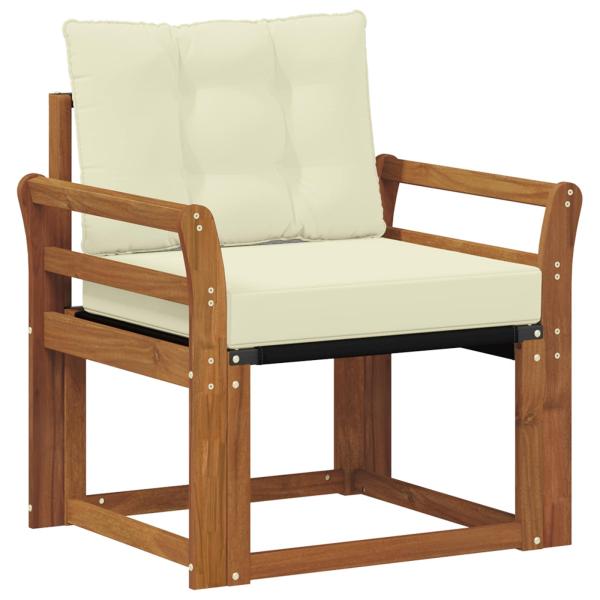 Outdoor-Sofa Massives Akazienholz und Textilene Natur und Creme