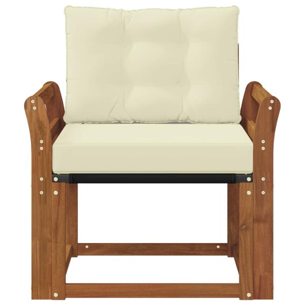 Outdoor-Sofa Massives Akazienholz und Textilene Natur und Creme