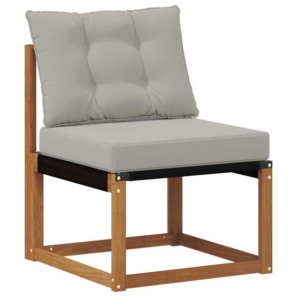 Outdoor-Sofa Massivholz Akazie Natürlich und Hellgrau
