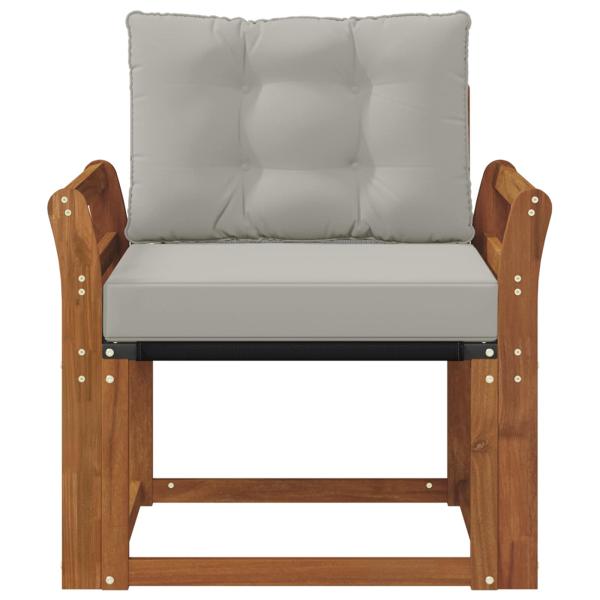 Outdoor-Sofa Massivholz Akazie Natürlich und Hellgrau