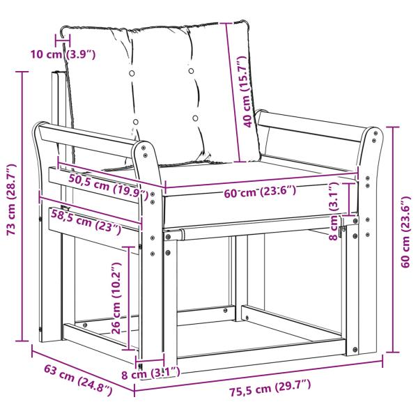 Outdoor-Sofa Massivholz Akazie Natürlich und Hellgrau
