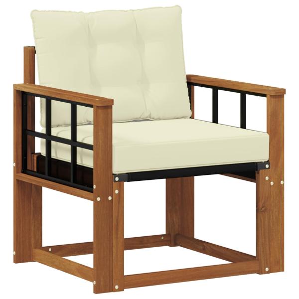 Outdoor-Sofa Massivholz Akazie Natur und Creme