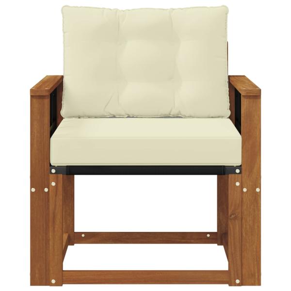 Outdoor-Sofa Massivholz Akazie Natur und Creme