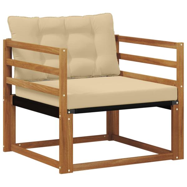 Outdoor-Sofagarnitur Massives Akazienholz und Textilene Natur