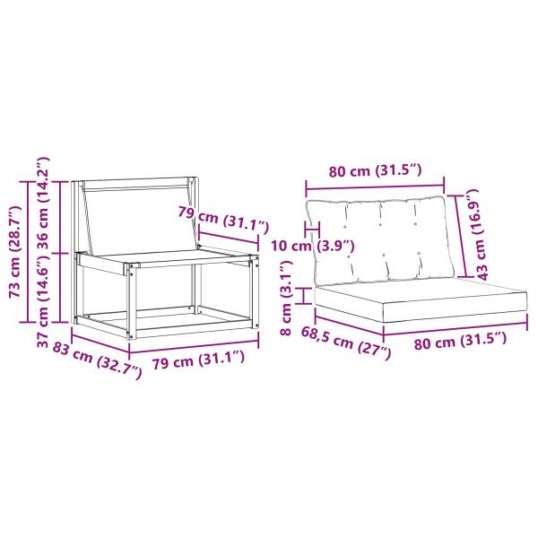 Outdoor-Sofagarnitur Massives Akazienholz und Textilene Natur