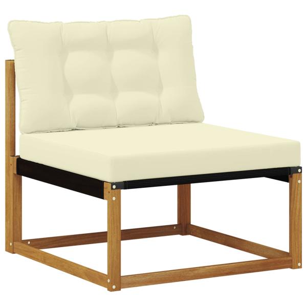 Outdoor-Sofagarnitur Massives Akazienholz und Textilene Natur