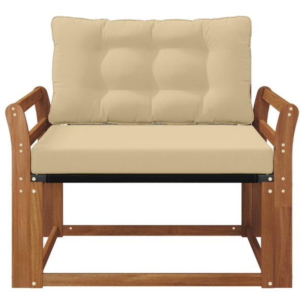 Outdoor-Sofagarnitur Massives Akazienholz und Textilene Natur