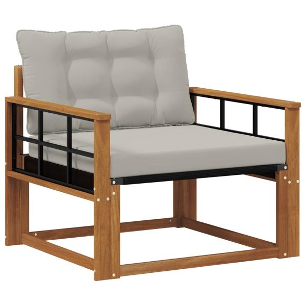 Outdoor-Sofagarnitur Massives Akazienholz und Textilene Natur
