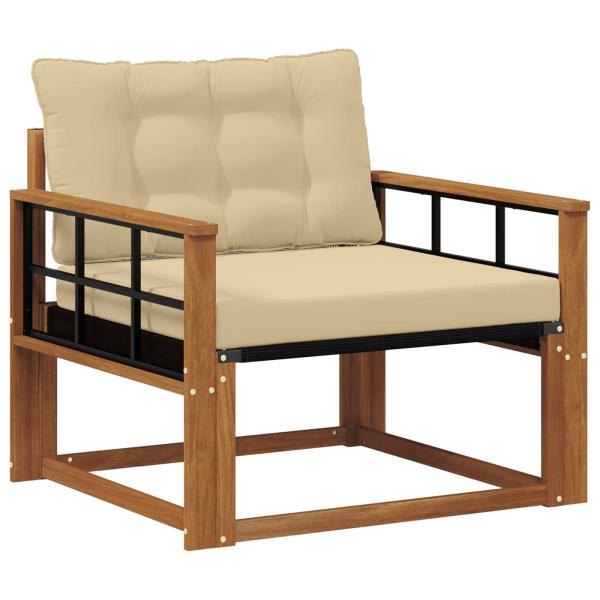 Outdoor-Sofagarnitur Massives Akazienholz und Textilene Natur