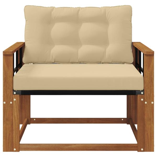 Outdoor-Sofagarnitur Massives Akazienholz und Textilene Natur
