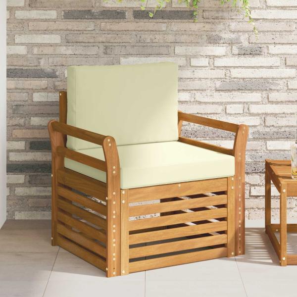 ARDEBO.de - Outdoor-Sofagarnitur Natur und Creme Massivholz Akazie