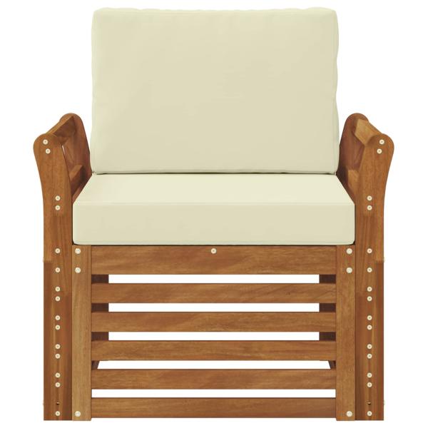 Outdoor-Sofagarnitur Natur und Creme Massivholz Akazie
