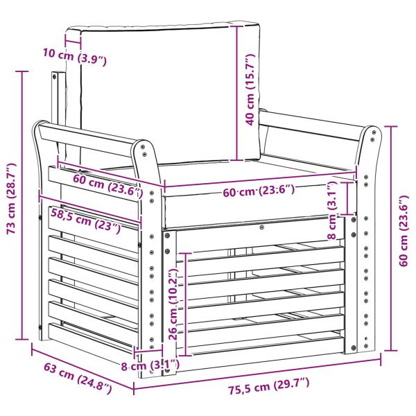 Outdoor-Sofa Massives Akazienholz und Polyester Natur