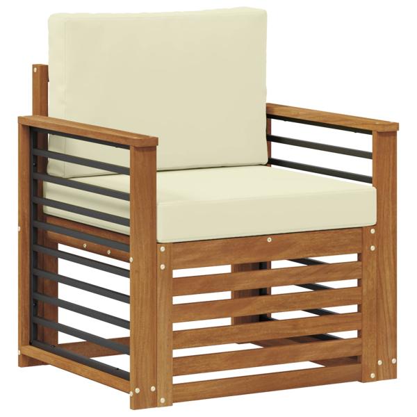 Outdoor-Sofa Massives Akazienholz und Polyester Natur