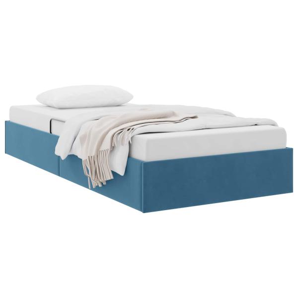 Ottoman Bettgestell mit Speicher Dunkelblau 90 x 190 cm Samt