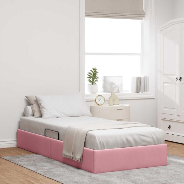 ARDEBO.de - Ottoman Bettgestell mit Speicher Rosa 90 x 200 cm Samt