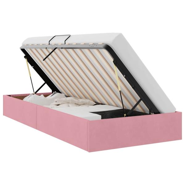 Ottoman Bettgestell mit Speicher Rosa 90 x 200 cm Samt