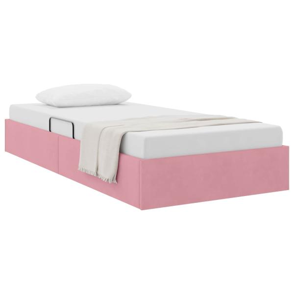 Ottoman Bettgestell mit Speicher Rosa 90 x 200 cm Samt