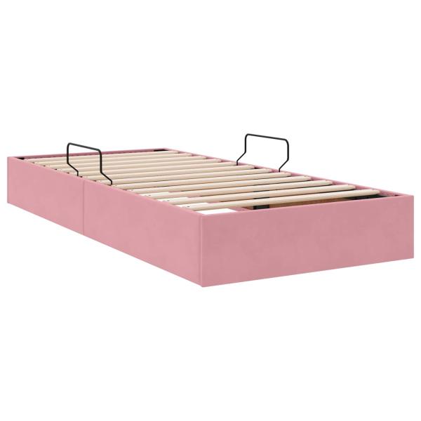 Ottoman Bettgestell mit Speicher Rosa 90 x 200 cm Samt