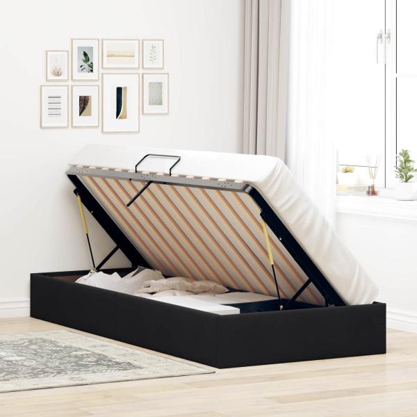 Ottoman Bettgestell mit Speicher Schwarz 100 x 200 cm Samt