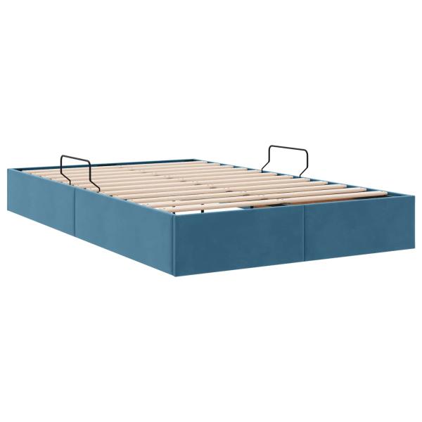Ottoman Bettgestell mit Speicher Dunkelblau 120 x 200 cm Samt