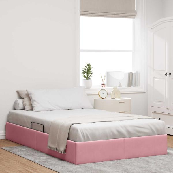 ARDEBO.de - Ottoman Bettgestell mit Speicher Rosa 120 x 200 cm Samt