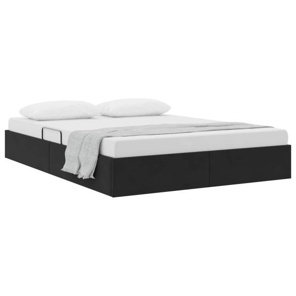 Ottoman Bettgestell mit Speicher Schwarz 140 x 200 cm Samt