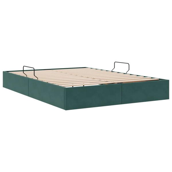 Ottoman Bettgestell mit Speicher Dunkelgrün 140 x 200 cm Samt