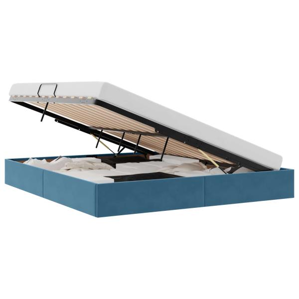 Ottoman Bettgestell Dunkelblau 160 x 200 cm Samt