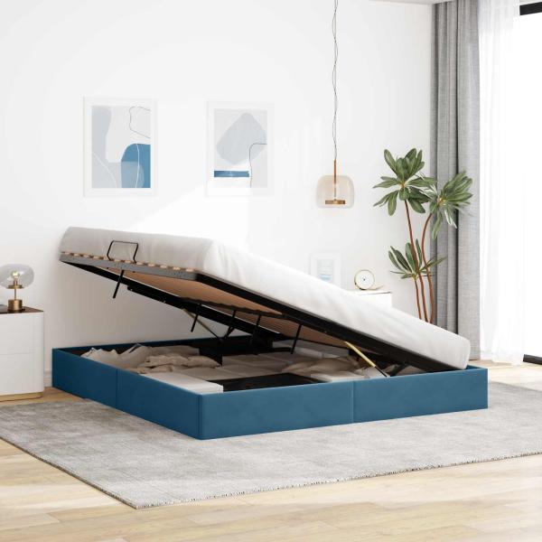 Ottoman Bettgestell Dunkelblau 160 x 200 cm Samt