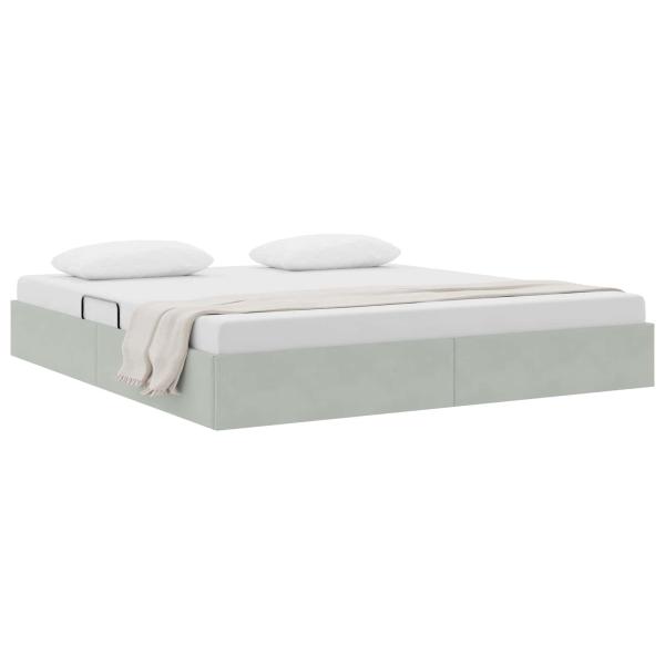Ottoman Bettgestell mit Speicher Hellgrau 180 x 200 cm Samt