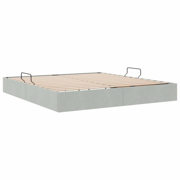 Ottoman Bettgestell mit Speicher Hellgrau 180 x 200 cm Samt