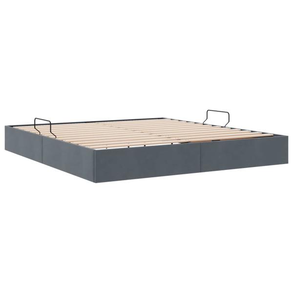 Ottoman Bettgestell mit Speicher Dunkelgrau 180 x 200 cm Samt