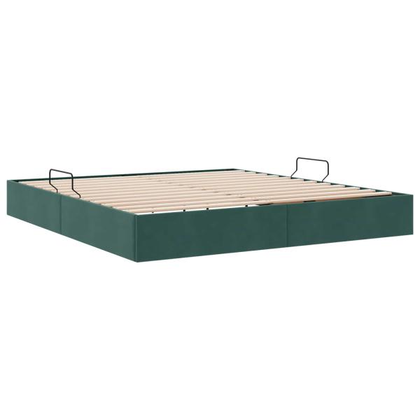 Ottoman Bettgestell mit Speicher Dunkelgrün 180 x 200 cm Samt