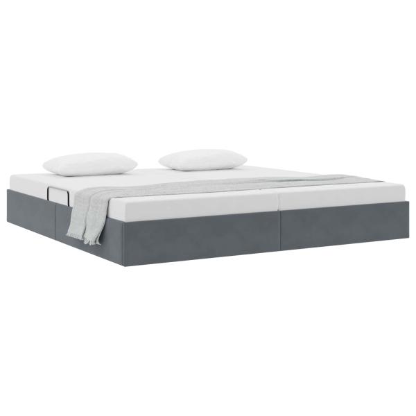 Ottoman Bettgestell mit Speicher Dunkelgrau 200 x 200 cm Samt