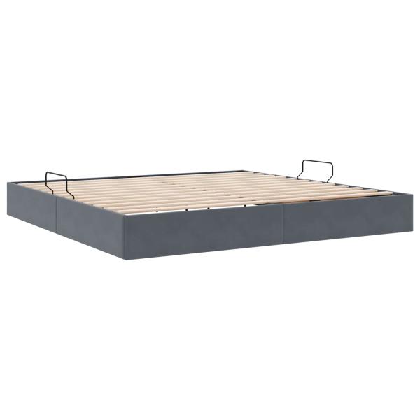 Ottoman Bettgestell mit Speicher Dunkelgrau 200 x 200 cm Samt