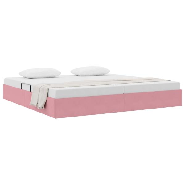 Ottoman Bettgestell mit Speicher Rosa 200 x 200 cm Samt