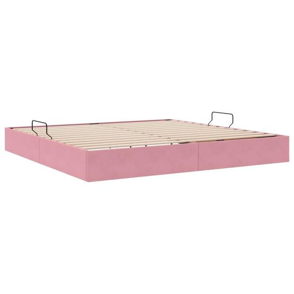 Ottoman Bettgestell mit Speicher Rosa 200 x 200 cm Samt