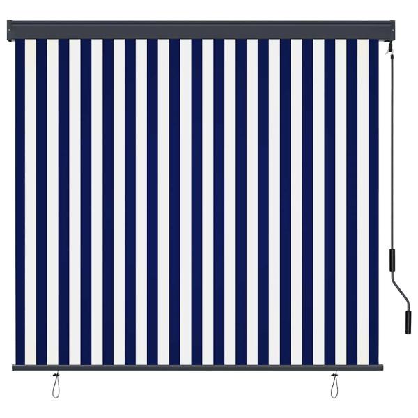 Rollo Blau und Weiß 180 x 250 cm Stoff und Aluminium