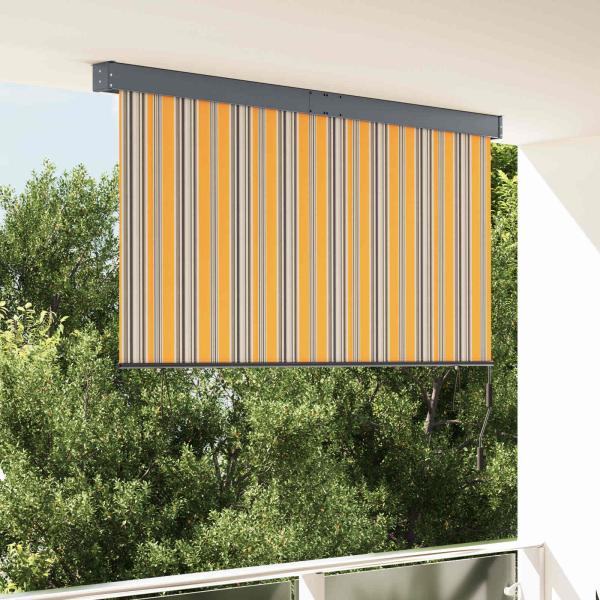 ARDEBO.de - Rollo Gelb und Blau 180 x 250 cm Stoff und Aluminium