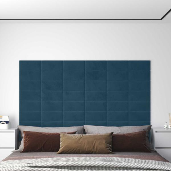 ARDEBO.de - Wandkopfteilen 12 Stk. Blau Samt