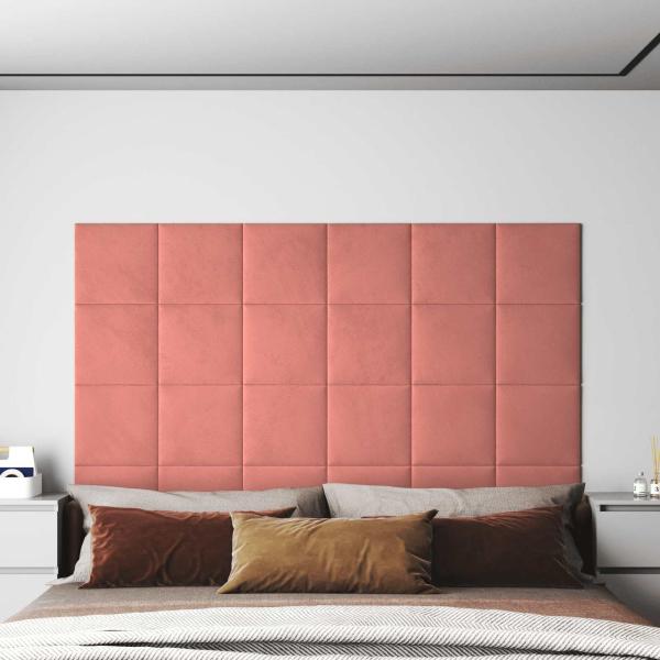 ARDEBO.de - Wandkopfteilen 12 Stk. Rosa Samt