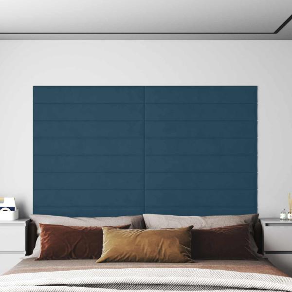 ARDEBO.de - Wandkopfteilen 12 Stk. Blau Samt