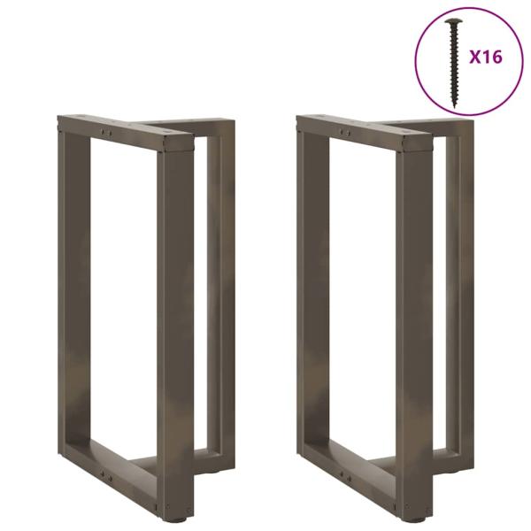 ARDEBO.de - Bartischbeine T-Form 2 Stk. Naturstahl 60x35x(90-91) cm Stahl